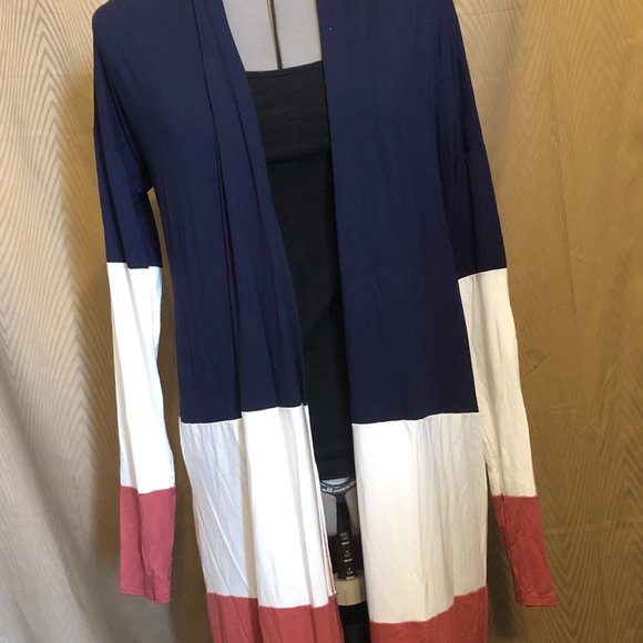 Beeson River Sweaters - Beeson River Navy Rust and White Cardigan